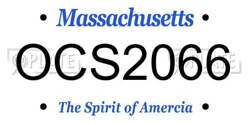 OCS2066 Massachusetts License Plate