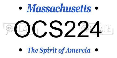 OCS224 Massachusetts License Plate