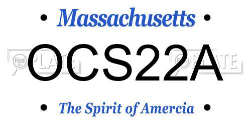 OCS22A Massachusetts License Plate