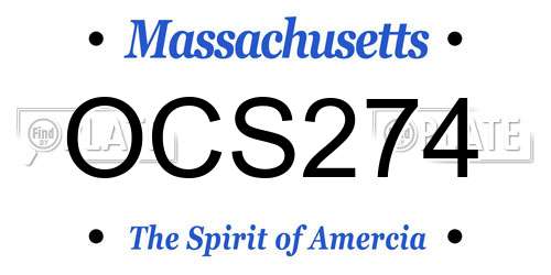 OCS274 Massachusetts License Plate