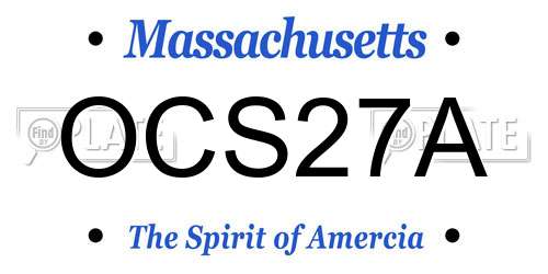 OCS27A Massachusetts License Plate