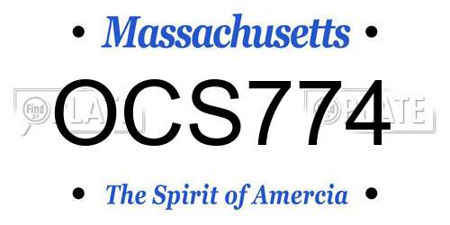 OCS774 Massachusetts License Plate