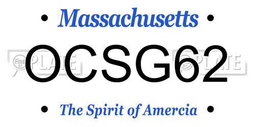 OCSG62 Massachusetts License Plate