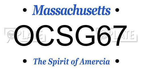 OCSG67 Massachusetts License Plate