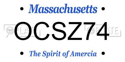 OCSZ74 Massachusetts License Plate