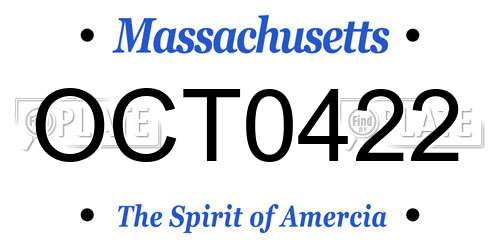 OCT0422 Massachusetts License Plate