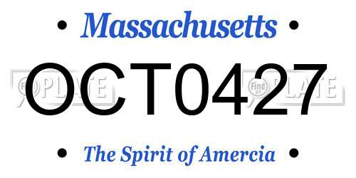 OCT0427 Massachusetts License Plate
