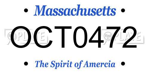 OCT0472 Massachusetts License Plate