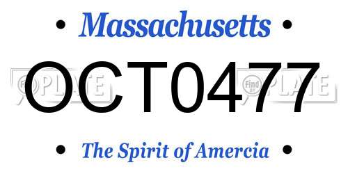 OCT0477 Massachusetts License Plate