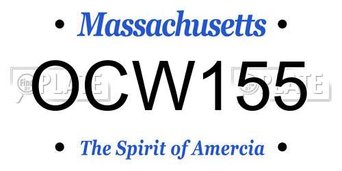 OCW155 Massachusetts License Plate