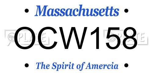 OCW158 Massachusetts License Plate
