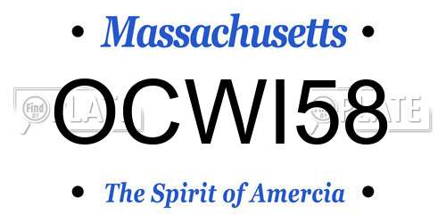 OCWI58 Massachusetts License Plate