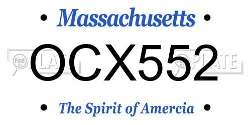 OCX552 Massachusetts License Plate