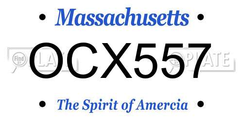 OCX557 Massachusetts License Plate