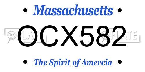 OCX582 Massachusetts License Plate
