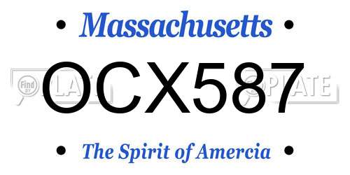 OCX587 Massachusetts License Plate