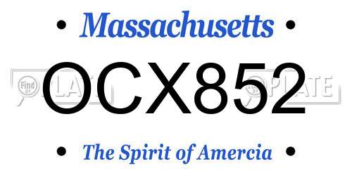 OCX852 Massachusetts License Plate
