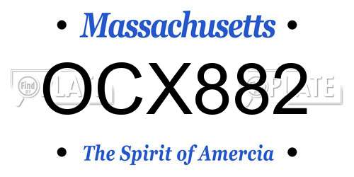 OCX882 Massachusetts License Plate