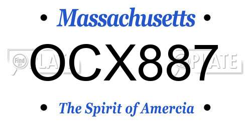 OCX887 Massachusetts License Plate