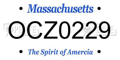OCZ0229 Massachusetts License Plate