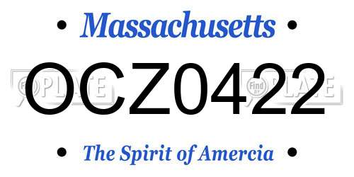 OCZ0422 Massachusetts License Plate