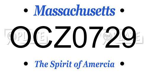 OCZ0729 Massachusetts License Plate
