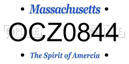 OCZ0844 Massachusetts License Plate
