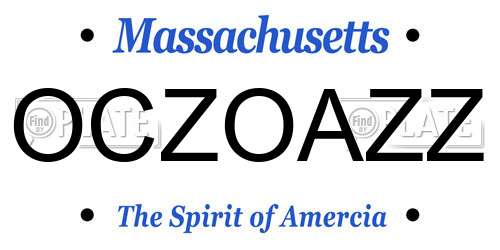 OCZOAZZ Massachusetts License Plate