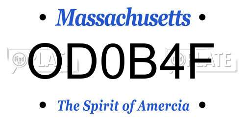 OD0B4F Massachusetts License Plate