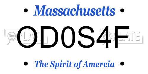 OD0S4F Massachusetts License Plate