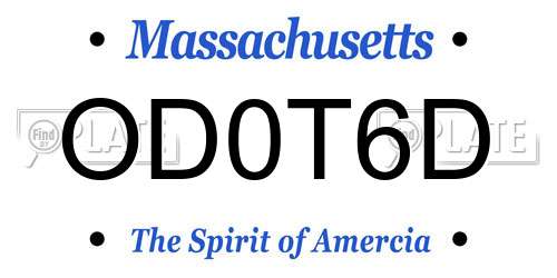 OD0T6D Massachusetts License Plate