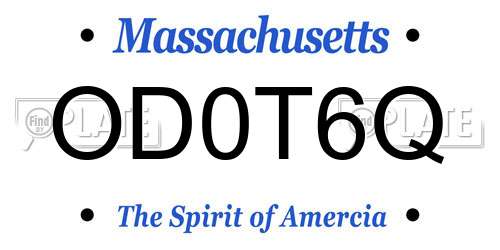 OD0T6Q Massachusetts License Plate