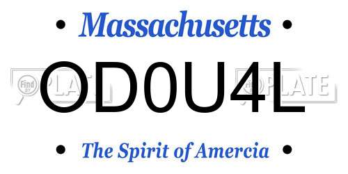 OD0U4L Massachusetts License Plate
