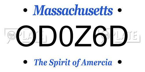 OD0Z6D Massachusetts License Plate