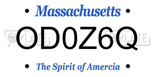 OD0Z6Q Massachusetts License Plate