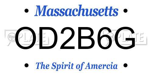 OD2B6G Massachusetts License Plate