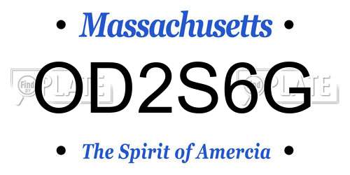 OD2S6G Massachusetts License Plate