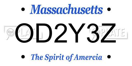 OD2Y3Z Massachusetts License Plate