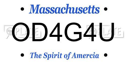 OD4G4U Massachusetts License Plate