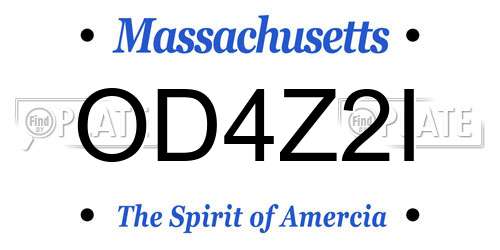 OD4Z2I Massachusetts License Plate