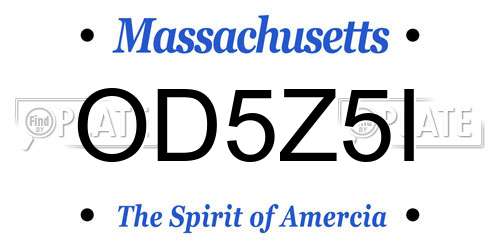 OD5Z5I Massachusetts License Plate
