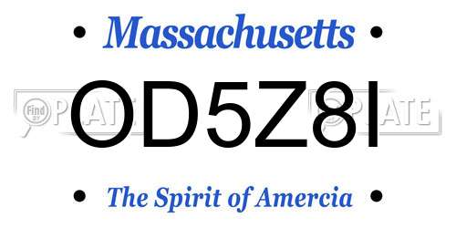 OD5Z8I Massachusetts License Plate