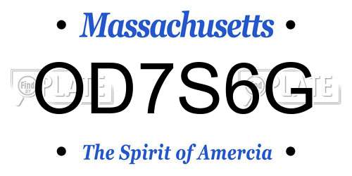 OD7S6G Massachusetts License Plate