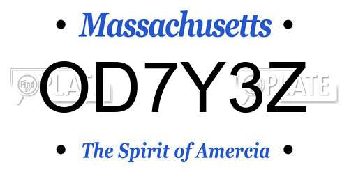 OD7Y3Z Massachusetts License Plate