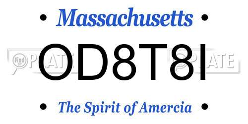 OD8T8I Massachusetts License Plate