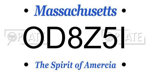 OD8Z5I Massachusetts License Plate