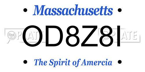 OD8Z8I Massachusetts License Plate