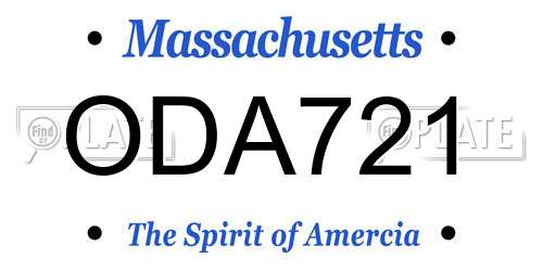 ODA721 Massachusetts License Plate