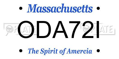 ODA72I Massachusetts License Plate