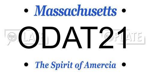 ODAT21 Massachusetts License Plate